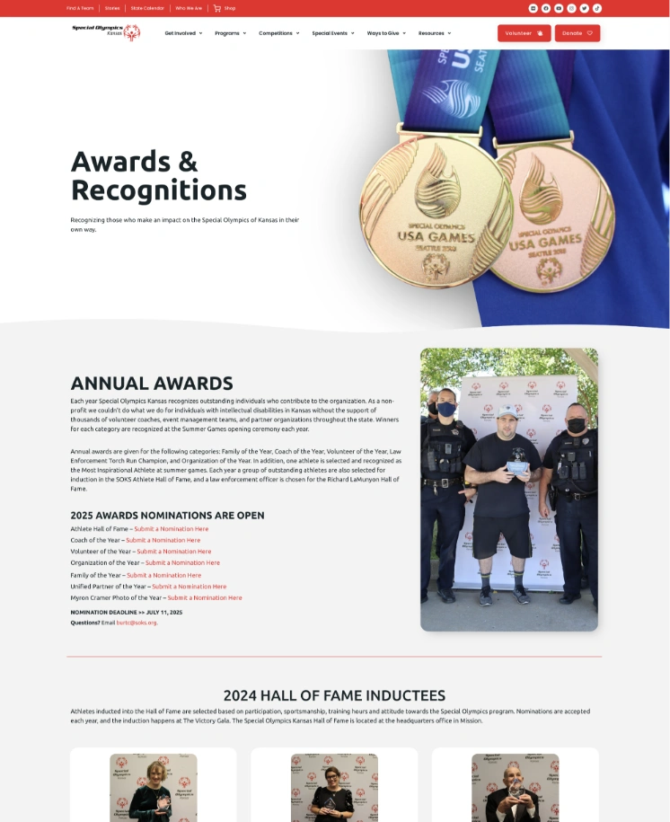 Special Olympics awards