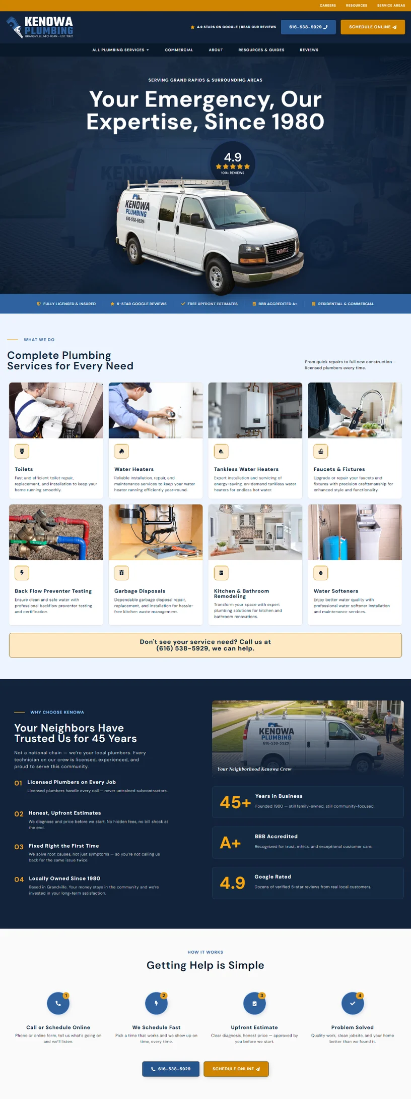 Kenowa Plumbing homepage design