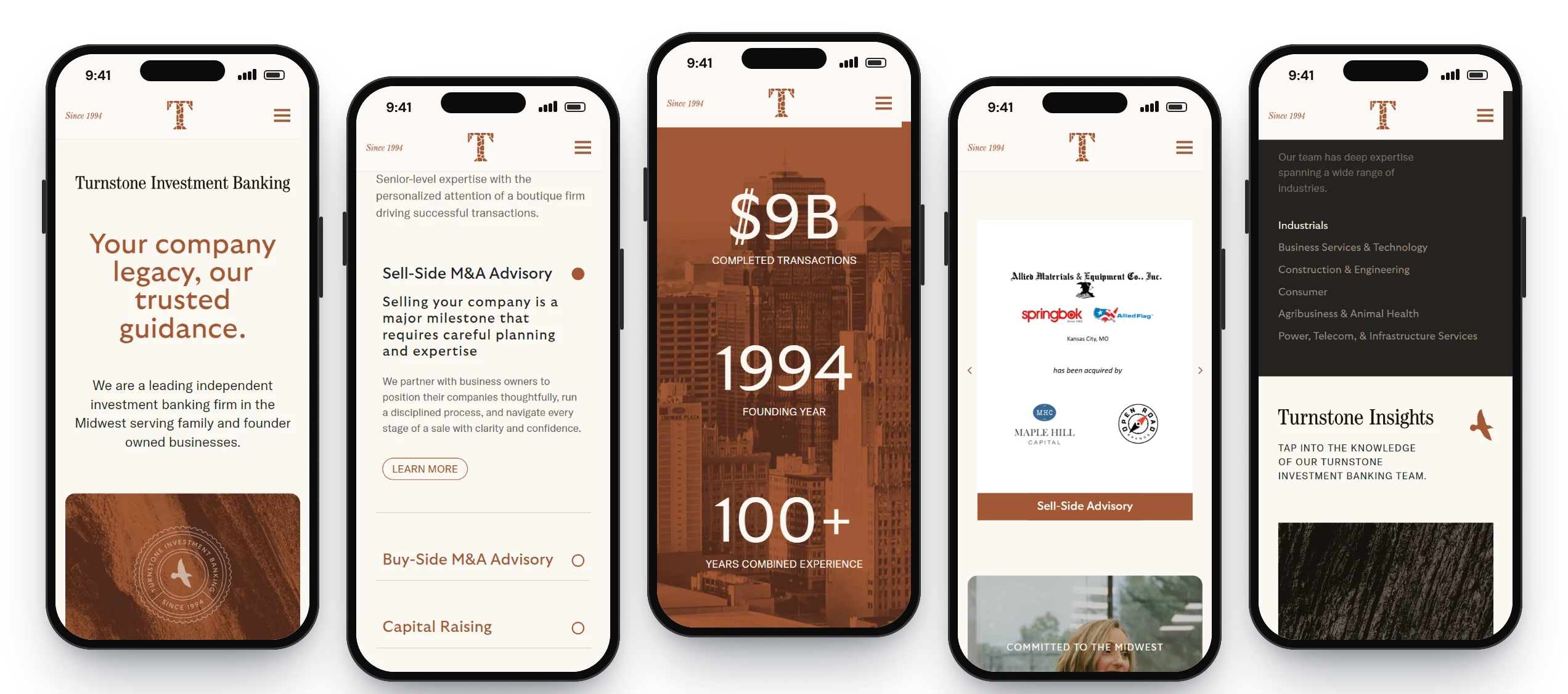Turnstone Investment Banking website on mobile